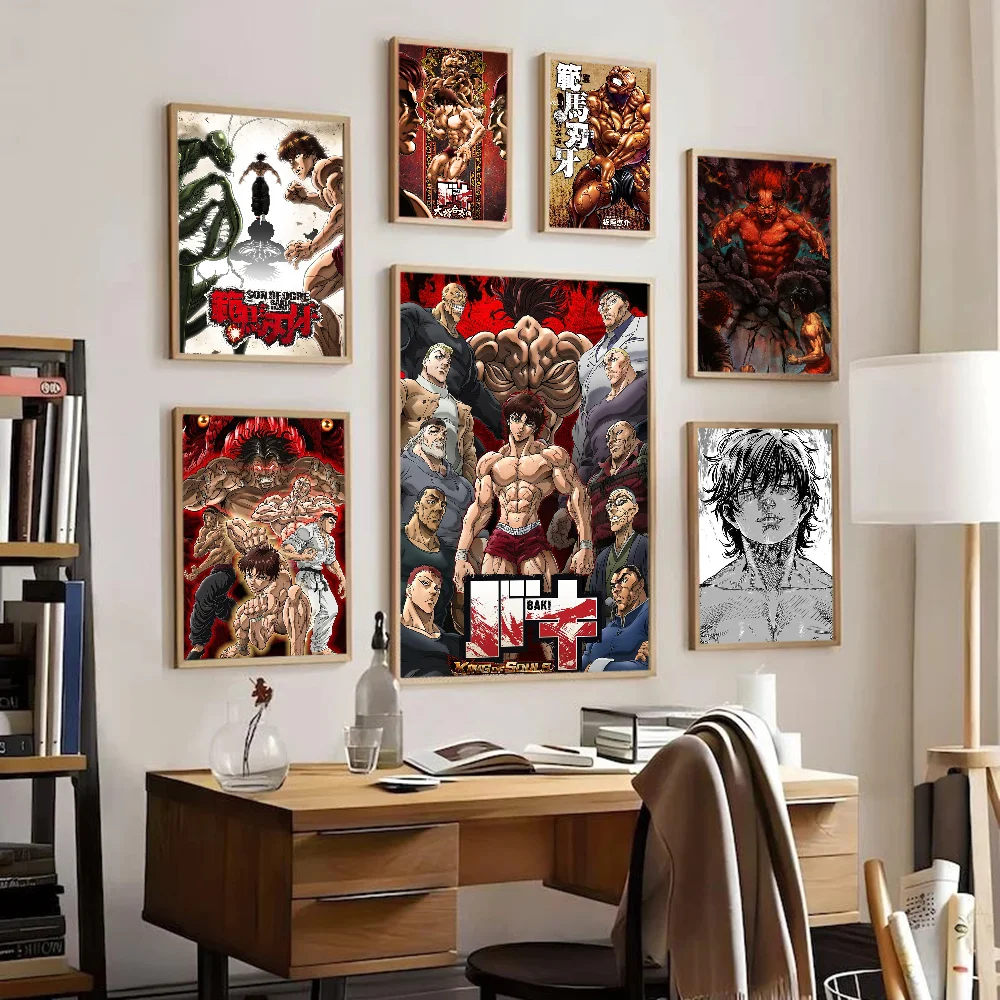 Japanese Anime Baki Hanma Good Quality Prints And Posters Waterproof Paper Sticker Coffee House Bar Posters Wall Stickers