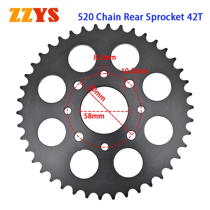 

520 Chain 42T Rear Sprocket For KT/M 125 200 DUKE For HONDA CMX250 XL125V VT125 C CA125 S Rebel CMX 250 XL VT CA 125 V CA125S
