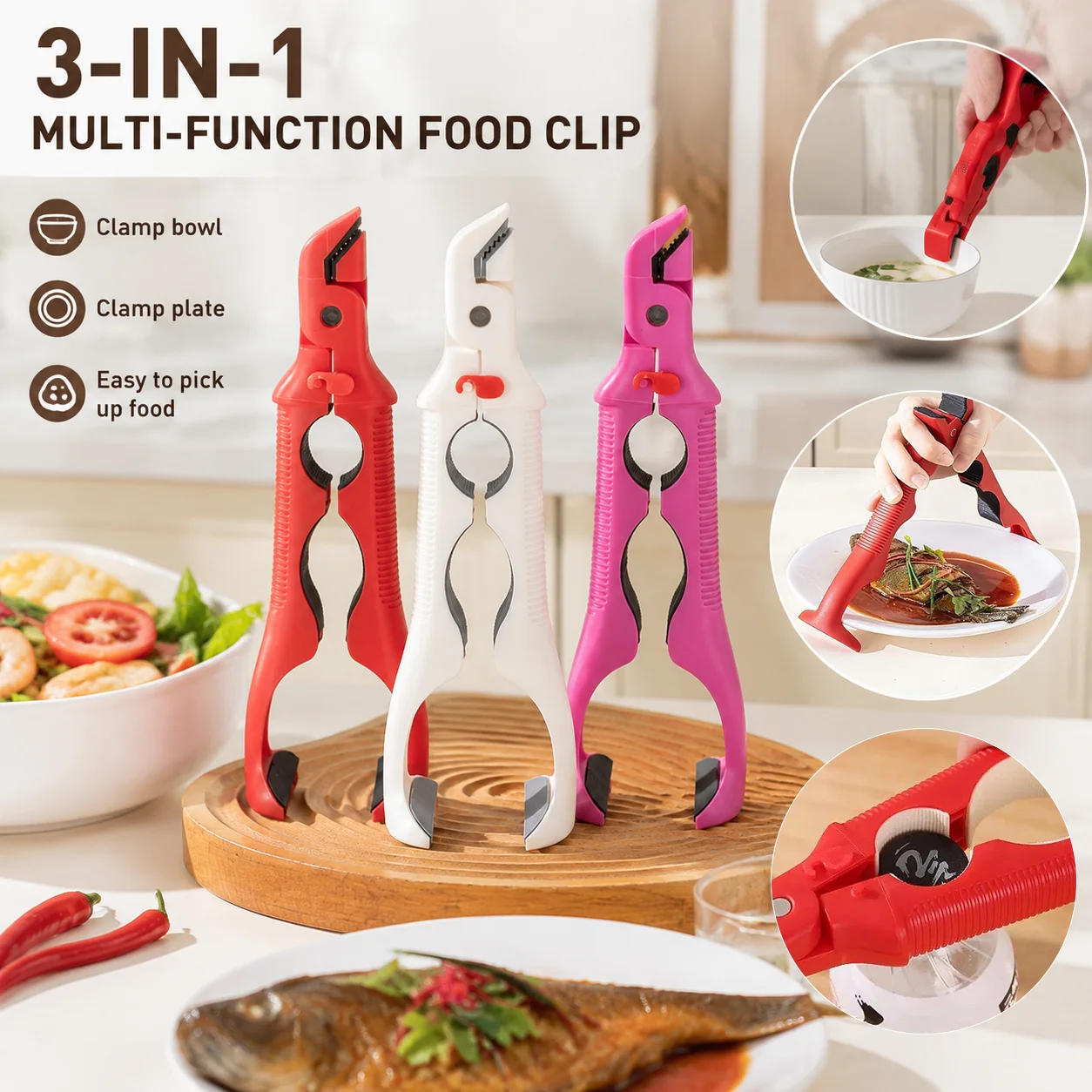Anti-scalding Clip Hot Bowl Holder Dish Clamp Pot Pan Gripper Clip Air Fryer Dish Plate Retriever Tongs Kitchen Supplies