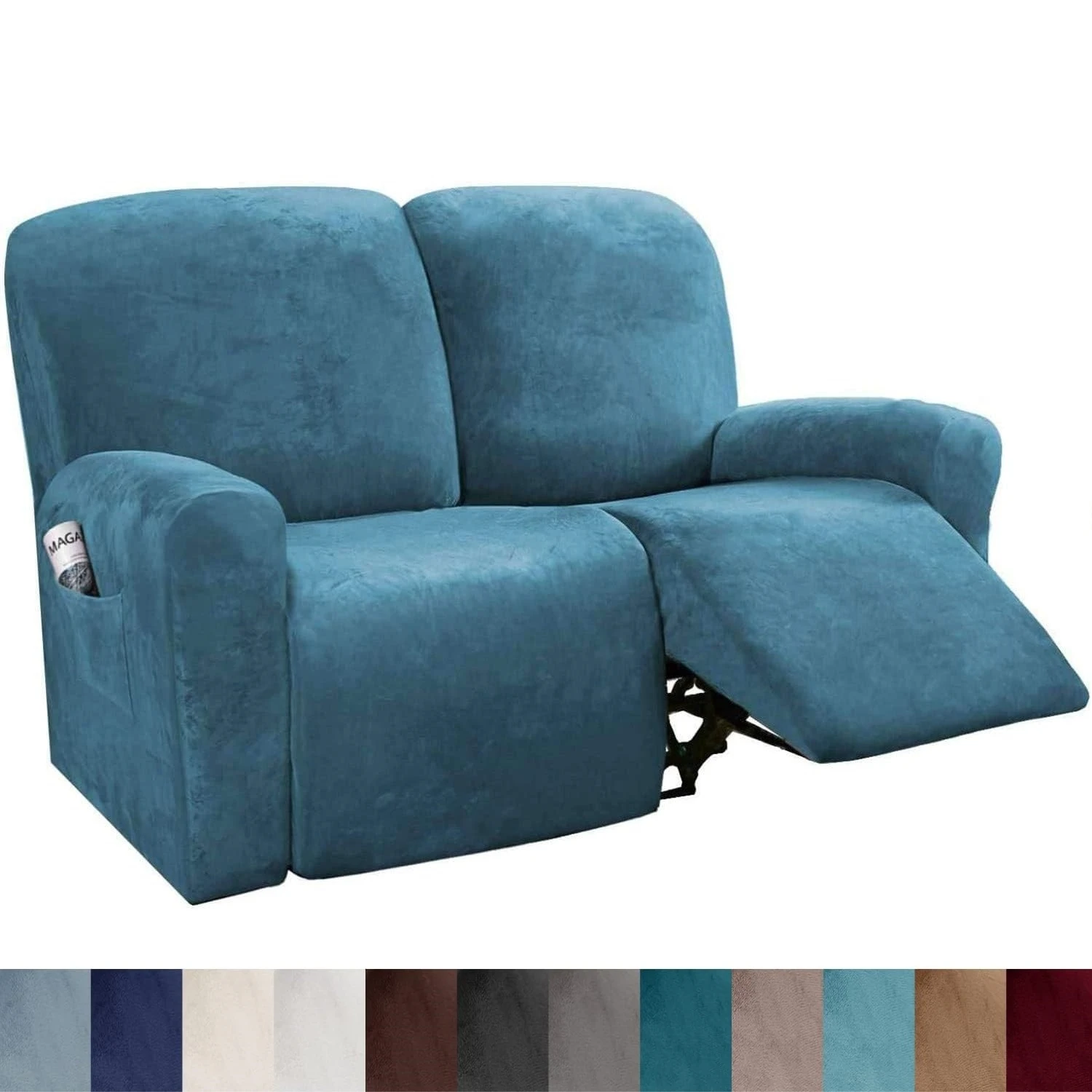 

Velvet Stretch Recliner Couch Covers 6-Pieces Style Recliner Slipcover 2-Seater Non Slip Form Fitted Thick Soft Washable