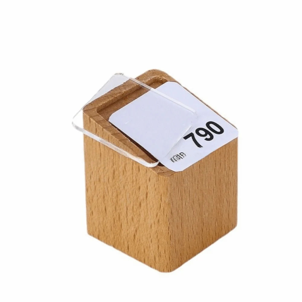 ที่วางป้ายราคาหลายขนาด ฐานไม้ สีน้ำตาลกาแฟ ป้ายอะคริลิค ที่วางป้ายหน้าต่างอะคริลิค ที่ใส่ป้ายชื่อ