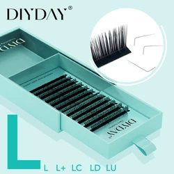 DIYDAY L shape Eyelash Extensions LU LC LD M Curl Volume Lashes Matt Black PBT Mink Individual Fake Eyelashes for Make up
