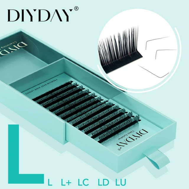 DIYDAY Przedłużanie rzęs w kształcie litery L LU LC LD M Curl Volume Lashes Matt Black PBT Mink Indywidualne sztuczne rzęsy do makijażu