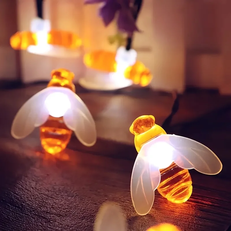 Solar Powered Bee String Lights 20 LED 2 Modes Outdoor Garden Lawn Decor Lamp Tree Flowerpot Bushes Outside Decoration Mom Gift