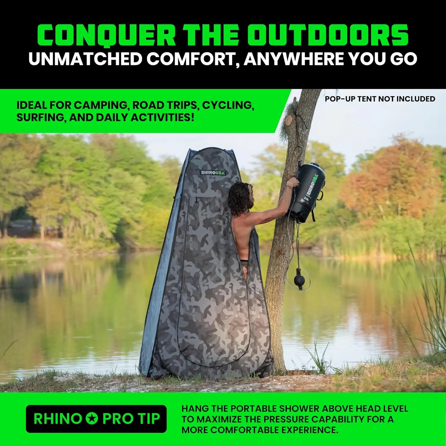 دش للتخييم بالطاقة الشمسية محمول سعة 5 جالون / 20 لتر - ضروري للتخييم والمهرجانات واللاند الزائد ورحلات الشاطئ والدش الخارجي #4