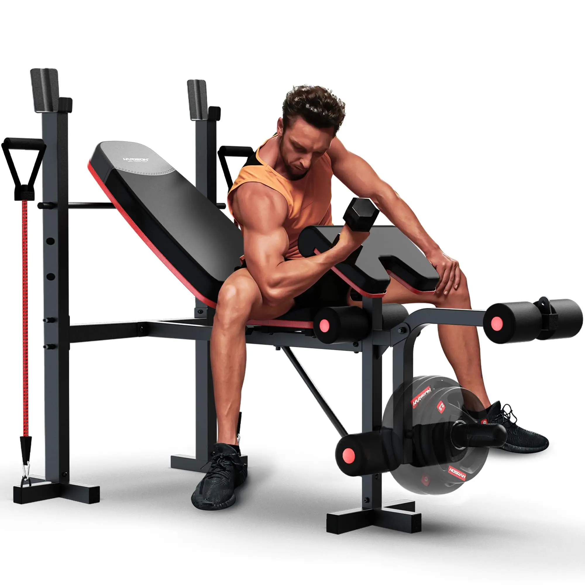 Weight Bench with Squat Rack, Multi-Functional Workout Bench Press