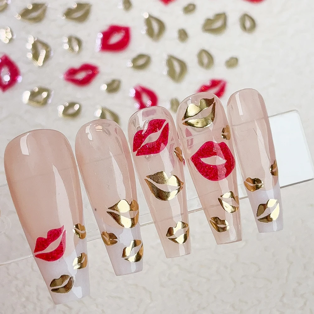1pc Gold & Red Love Star Moon  - Nail Art Valentines Day 评论和价格