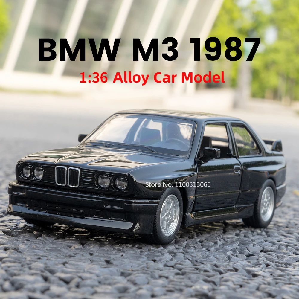 

1:36 BMW M3 1987, модель автомобиля из сплава, игрушка, литая под давлением модель автомобиля, заднее колесо, обе стороны двери, можно открыть автомобиль для мальчиков, подарки на день рождения