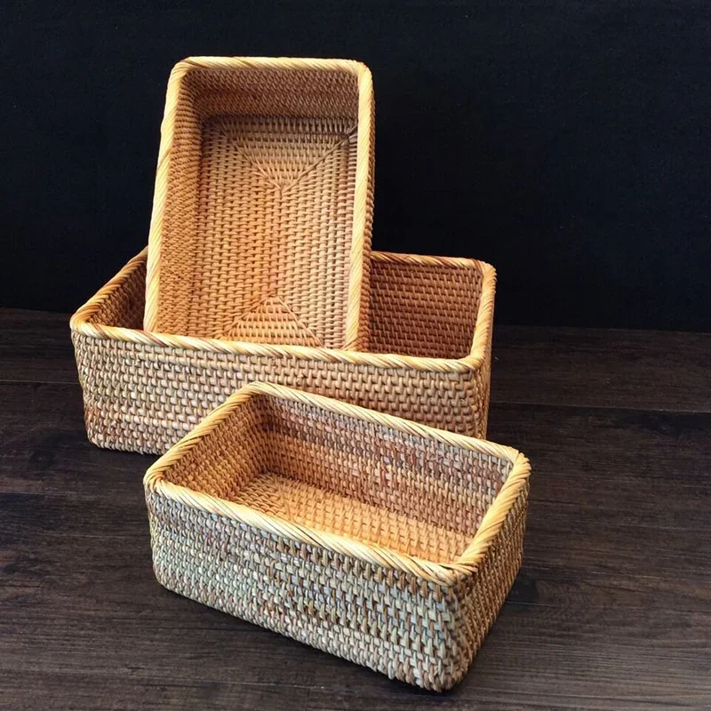 

Hand-woven Rattan Basket Storage Box Baskets for Organizing Vegetable Fruit Storage Box Organizer Cestas De Almacenamiento