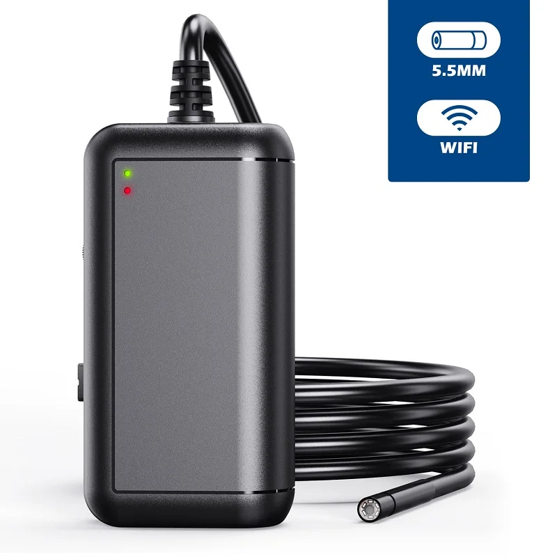 

2MP 1080P 5.5mm Hard Cable WIFI Endoscope Water-proof IP66 CMOS Borescope Inspection Digital Microscope Camera