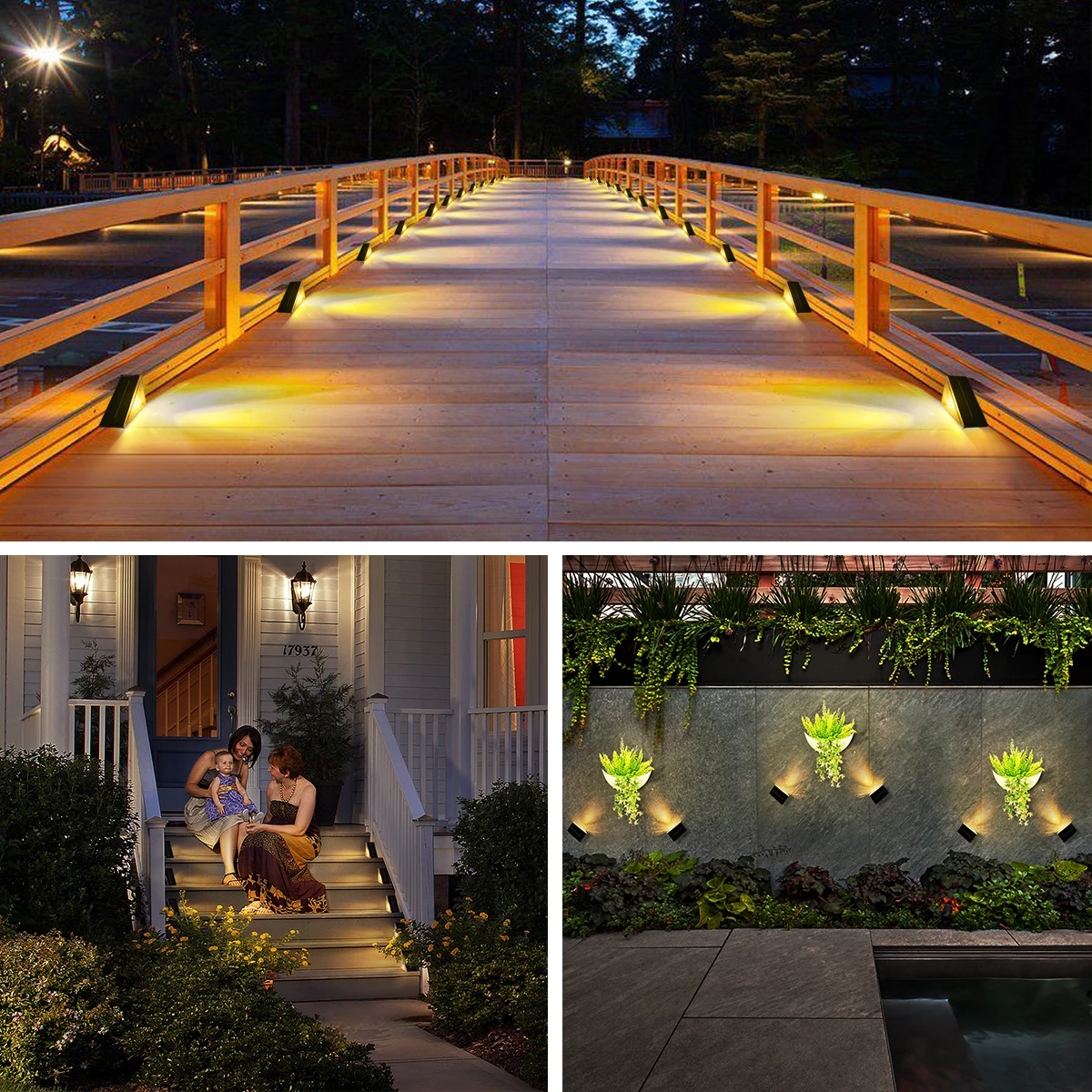 Solar Stair Lights Solar Step Light Outdoor Anti-theft Waterproof IP67 Decor for Garden Stair Deck Front Porch and Patio