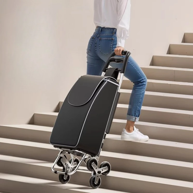 

Складная тележка для покупок из нержавеющей стали для пожилых людей, с функцией подъема по лестнице, для удобных покупок и перевозки багажа