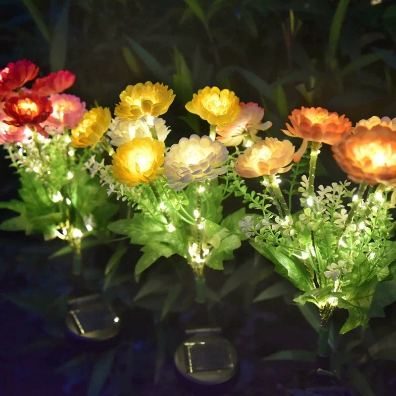 Outdoor Garden Decoration 7 Heads Solar LED Lights Snow Lotus Flower Lawn Lamp Valentine's Day Wedding Holiday Party Decor view 4