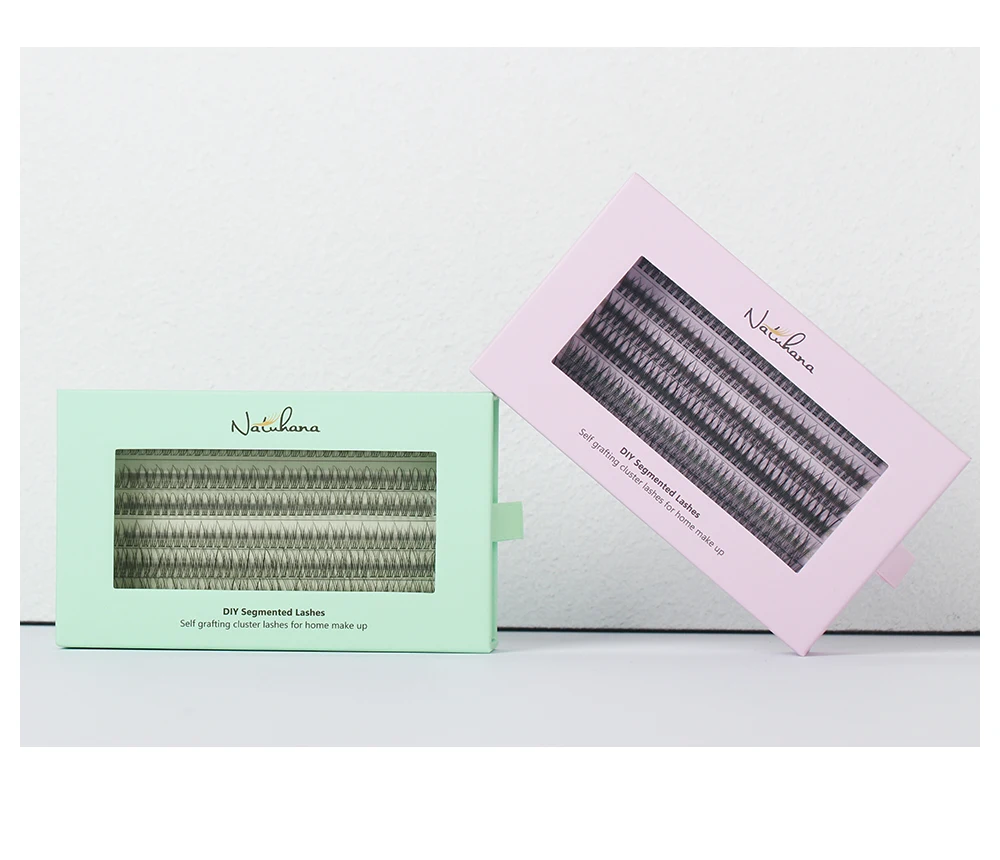 NATUHANA A-Curl Fischschwanz-Wimpernverlängerungen DIY Vorgefertigte Cluster 6 Reihen/Tray Weiche Faux-Nerz Einfach zu Vervielfältigen Natürlich Selbstklebend – Detail 15