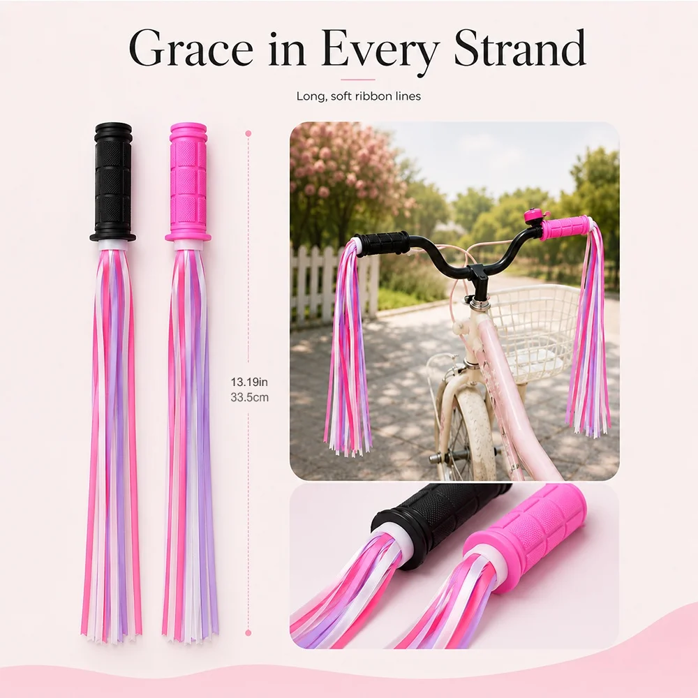 Picture 6: 4 Pairs Bicycle Scooter Tricycle Handlebar Tassels Streamers Kids Girls Boys Gifts Bike Decoration Parts Cycling Accessories