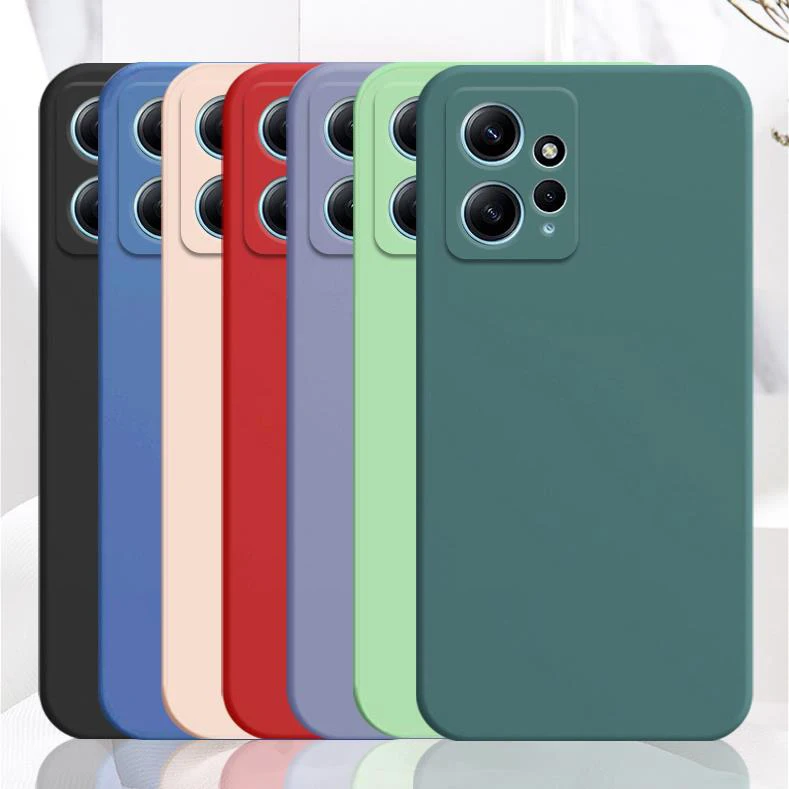 Pour Xiaomi Redmi Note 12 étui liquide Silicone plaine caoutchouc protecteur Redmi Note 12 étui pour Redmi Note12 4G coque de couverture