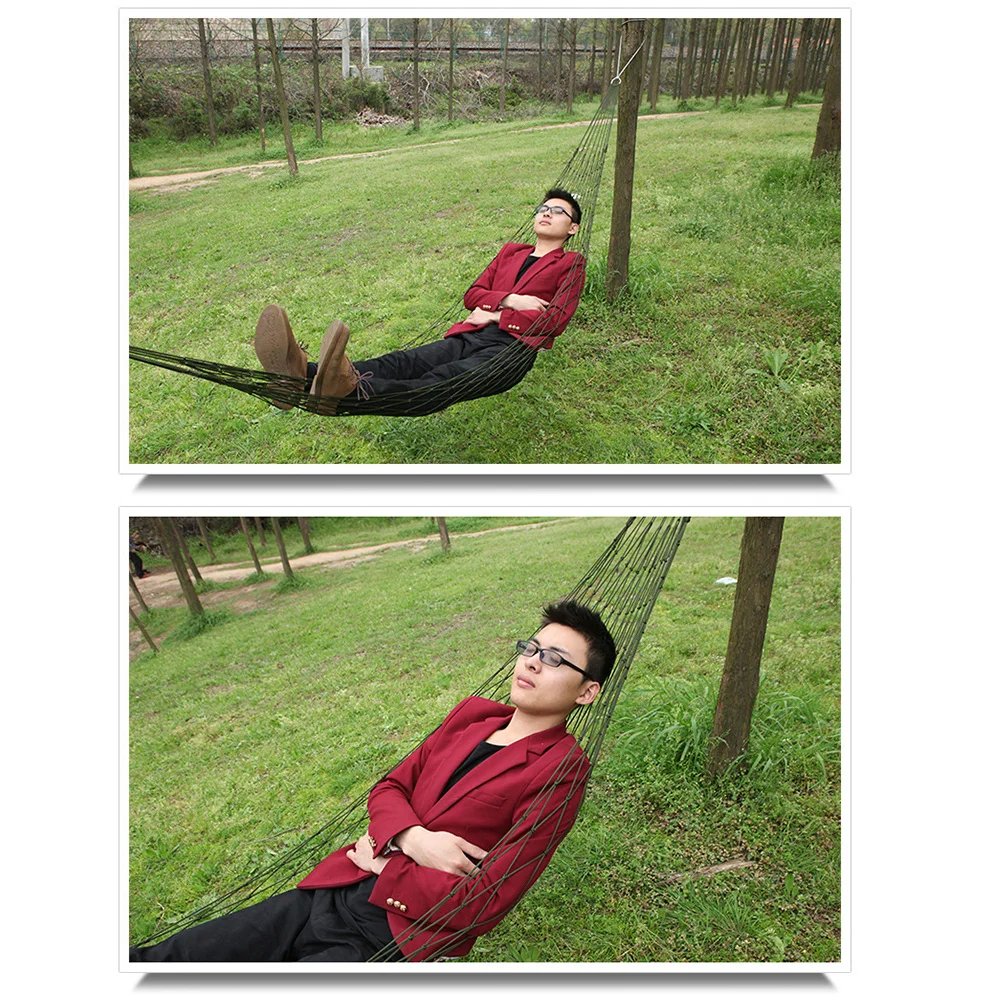 

1Pcs Dark Green Nylon Mesh Rope Hammock Lightweight Sleeping Net Bed for Camping Hiking Traveling Outdoor Use Rope Hammock