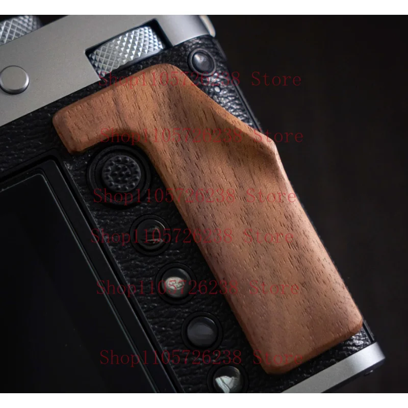 Thumb Grip for Fujifilm GFX100RF, Black Walnut Solid Wood Ergonomic Finger Rest, Residue-Free Tape No Camera Damage