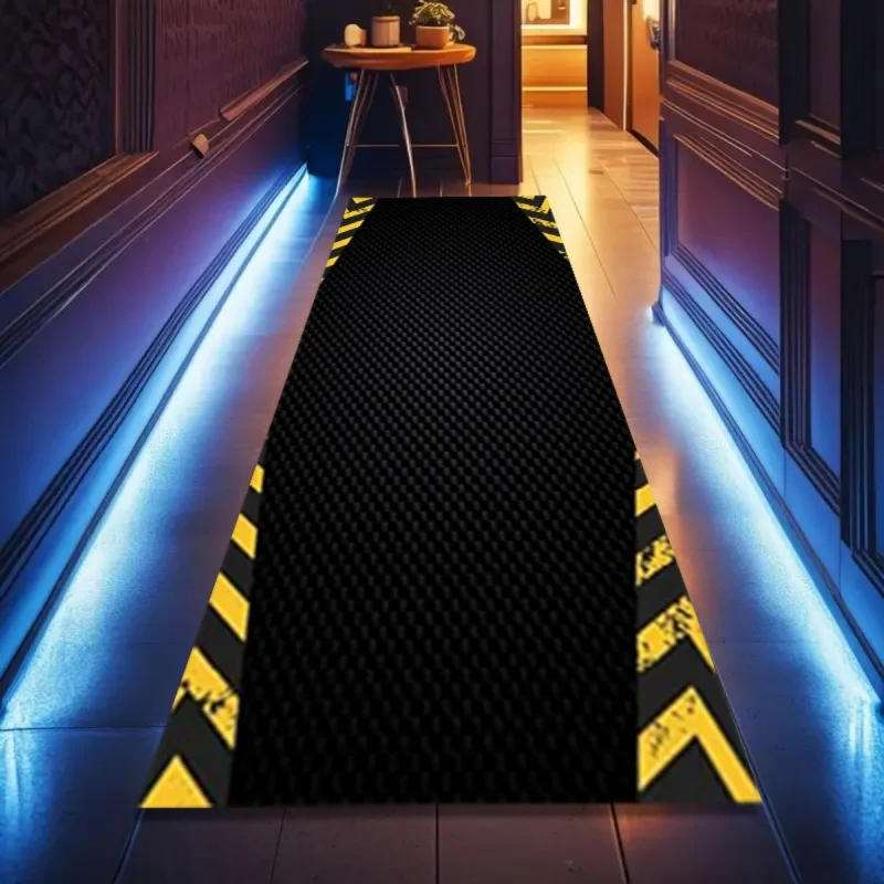 VIKAMA Racing Track Style Motorcycle Mat Black Yellow Biker Rug Motorsport Garage Floor Mat Entryway Home Decor Carpet