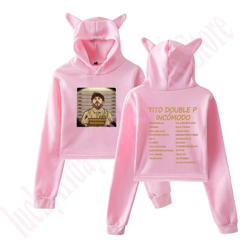 Felpe con cappuccio ritagliate Tito Double P Cat Incomodo Album Merch Maniche lunghe unisex Dolce streetwear11