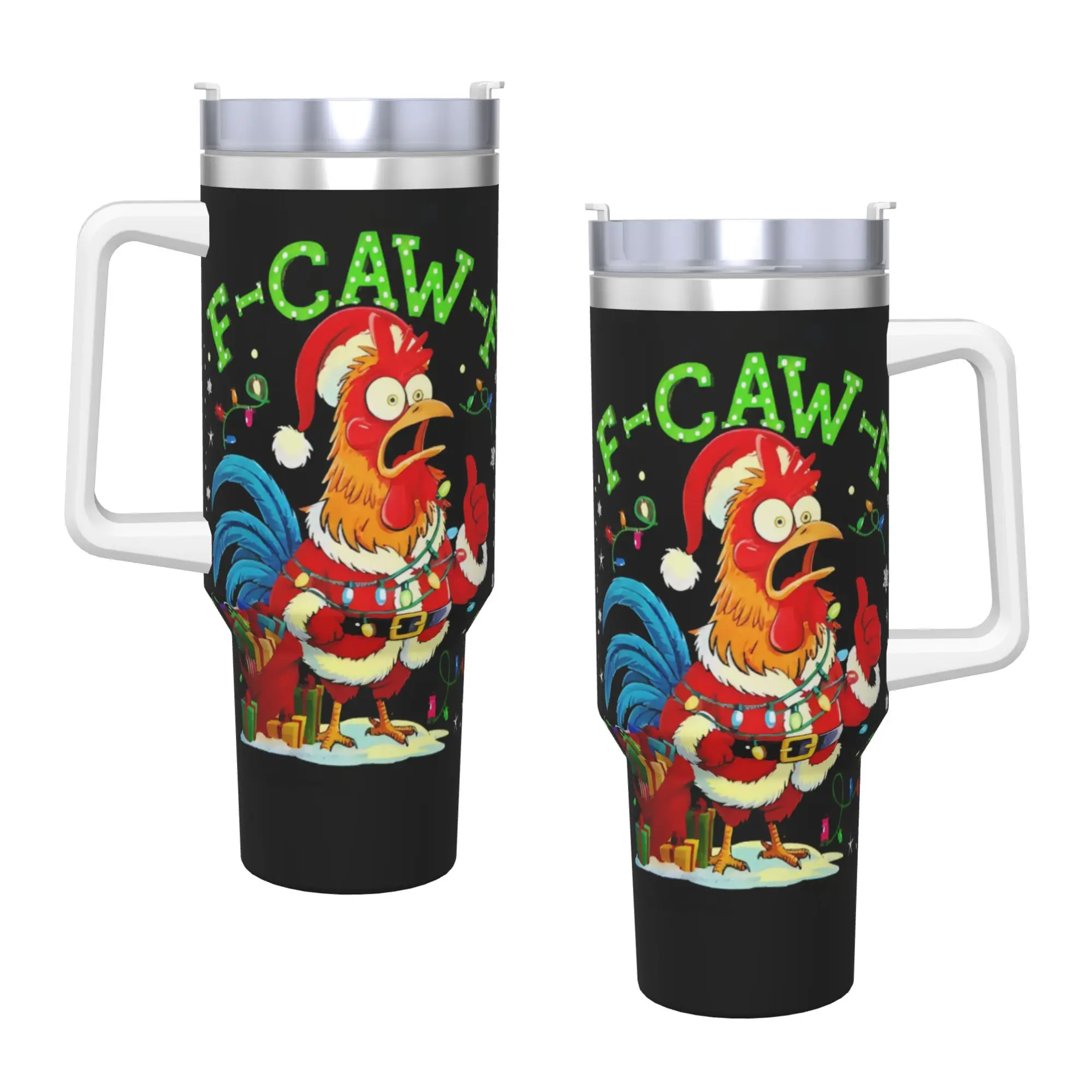 كوب من الفولاذ المقاوم للصدأ F Caw F كوب قهوة عيد الميلاد للدجاج يحافظ على الحرارة والمشروبات الساخنة وأكواب السيارة بتصميم المسافرين وزجاجة مياه
