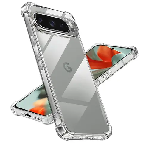 Pour Google Pixel 10 9 8 7 6 Pro XL 9a 8a 7a 6a Transparent antichoc Silicone coque transparente Airbag couverture arrière