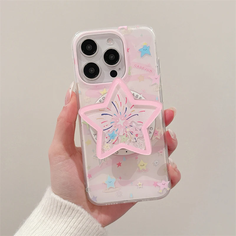 Koreaanse Leuke Drijfzand Shake Star Magnetische Houder Telefoon Stand GripTok Grip Tok Ondersteuning Voor iPhone 16 15 Voor Magsafe Accessoires