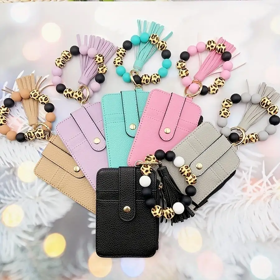 1/5/10/20/50/100pcs A Cardholder ID Holder, Beaded Folded-edge Cardholder, Wallet Keychain, Gift for Mom, Gift for Friends Funny