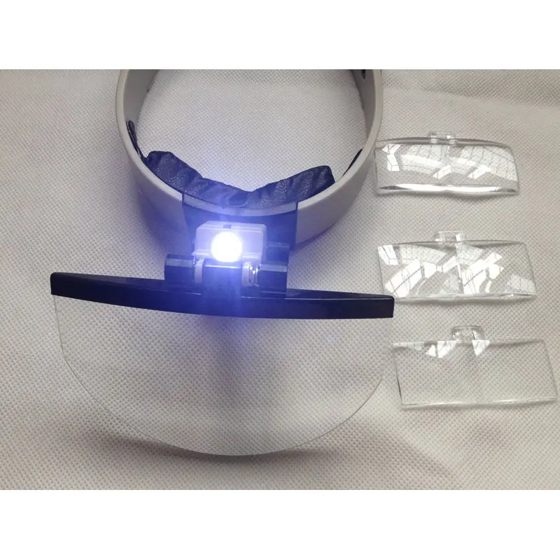 Imagem -02 - Led Iluminado Capacete Lupa Headband Magnifier Ferramenta de Leitura de Reparação de Jóias Assista Lupa 2x 3.8x 4.5x 5.5x