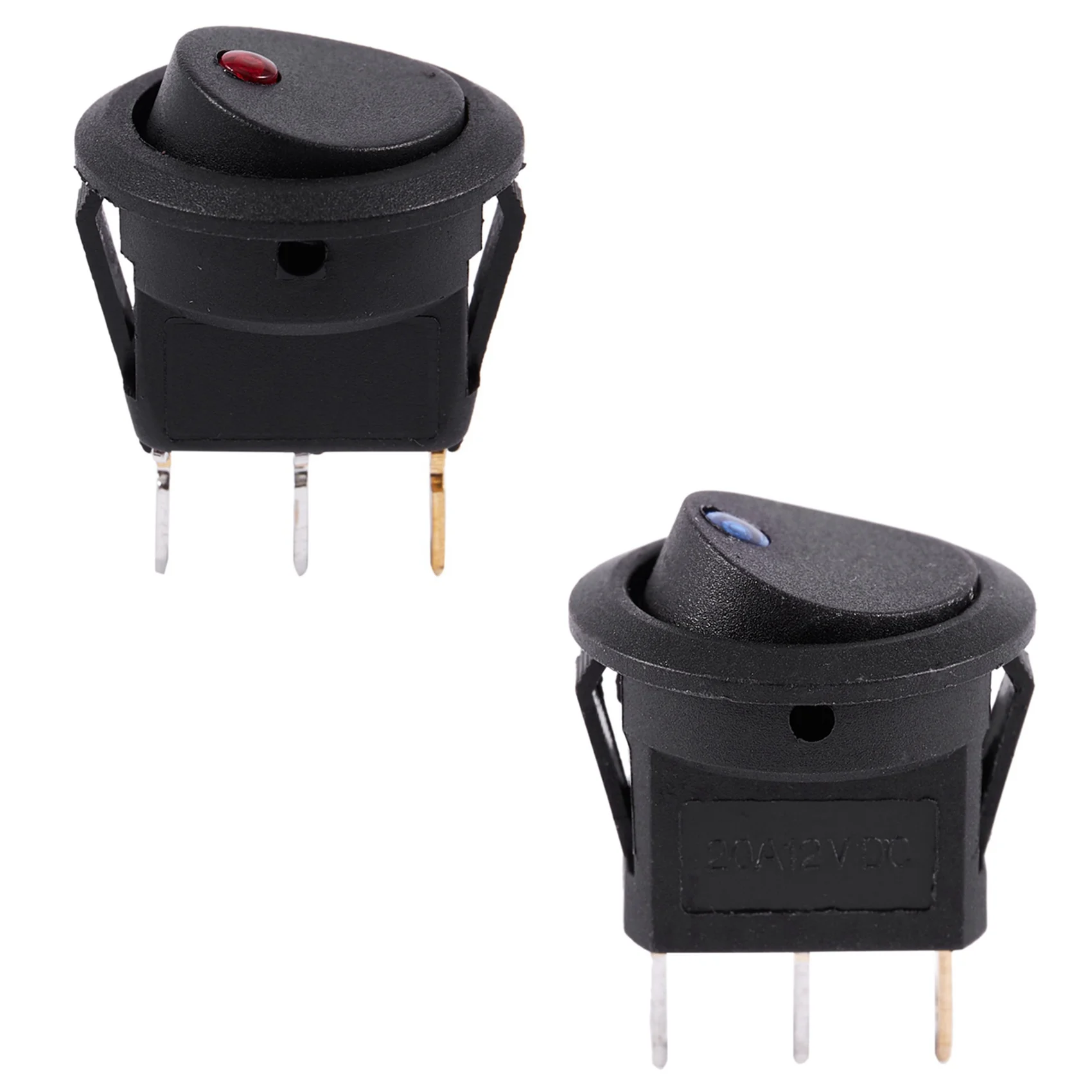 L70A 2X 12V LED Inverter Goyang Saklar Rocker Bulat SPST ON-OFF untuk Perahu Mobil Biru & Merah