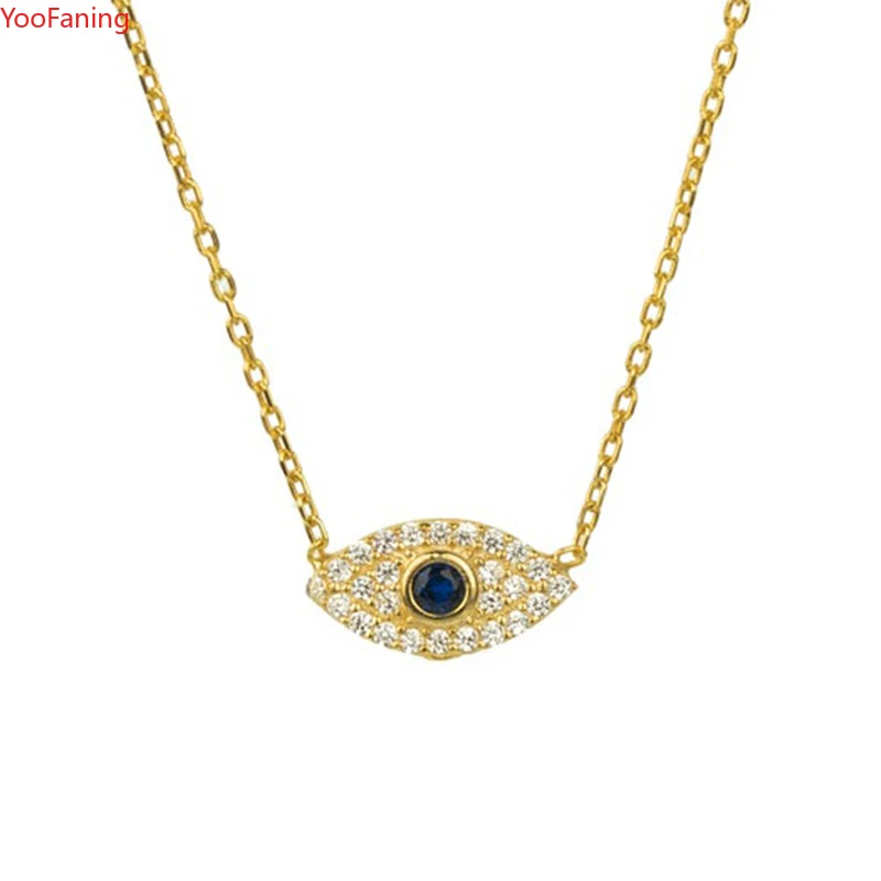 YooFaning 925 Sterling Silver Gold Chain Crystal Zirconia Evil Eye Necklace Diamond Anniversary Gift Wedding Girl Huggie Jewelry - Image 5