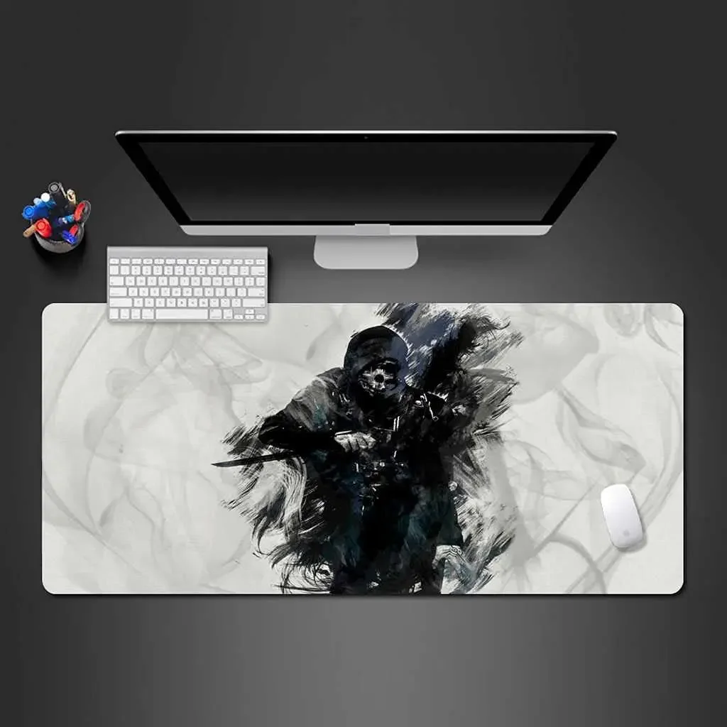 Gaming Mouse Mat Skull in Black 800x300mm Large Mouse pad with Non-Slip Rubber Stitched Edges Mousepad for Home Office Working