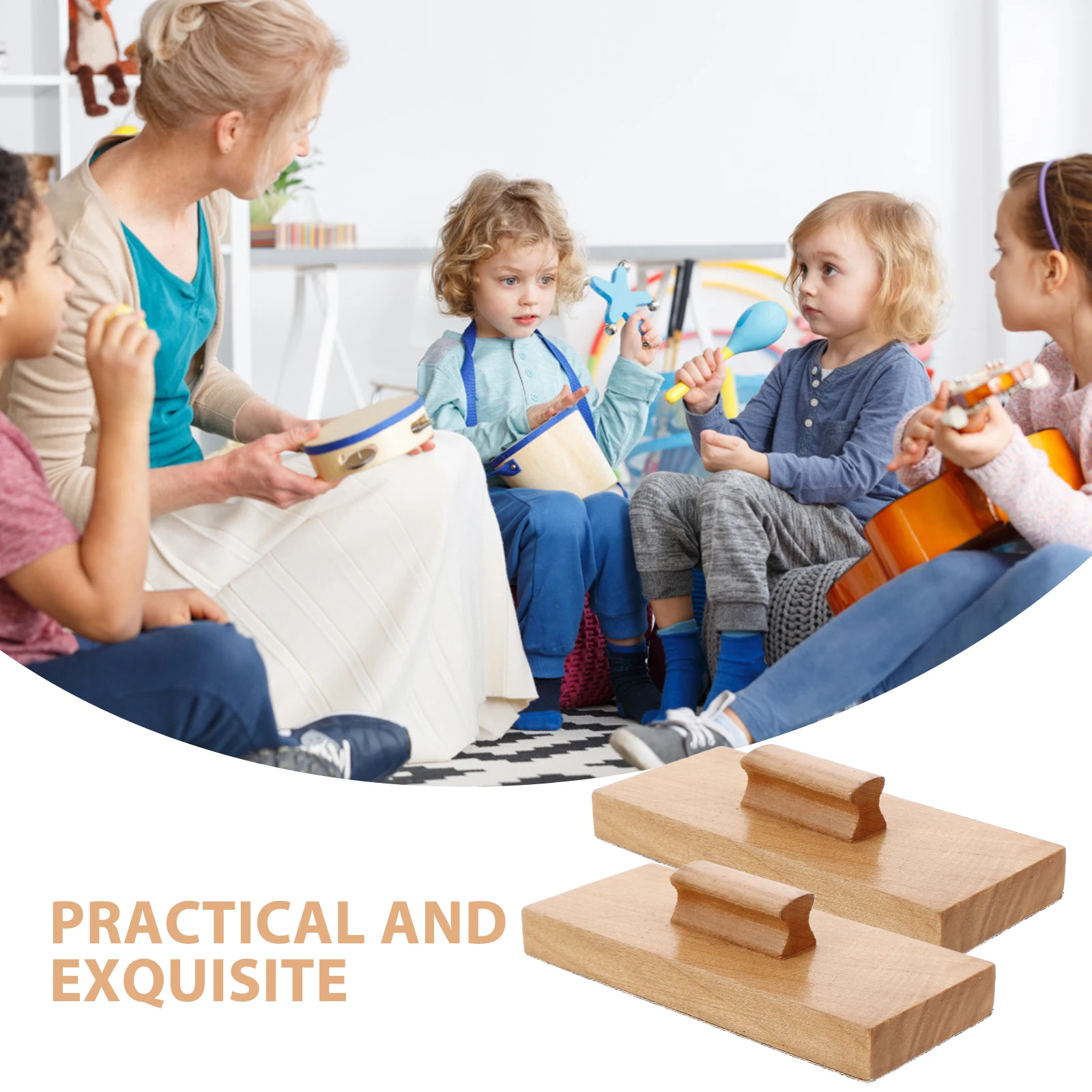 

1 Pair Kids Sand Block Instrument Set Wooden Percussion Musical Instruments Toddlers Rhythm Music Learning Baby Instruments Sand