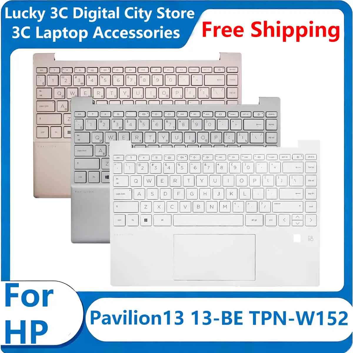 New Keyboard For HP Pavilion13 13-BE TPN-W152 Replacement Laptop Palmrest Upper Top Case Bottom Case US/RU/UK with Backlit White