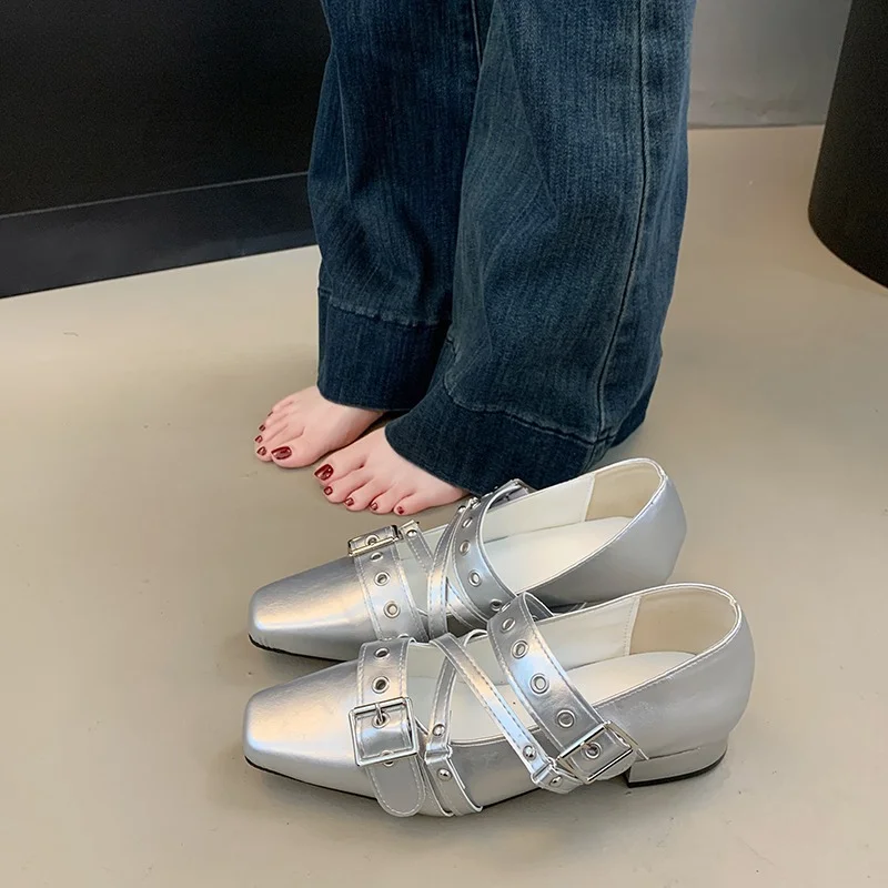 Женская обувь с пряжкой и ремешком, балетки, модная женская танцевальная обувь, весенние женские туфли на плоской подошве с круглым носком и туфли в стиле Лолиты