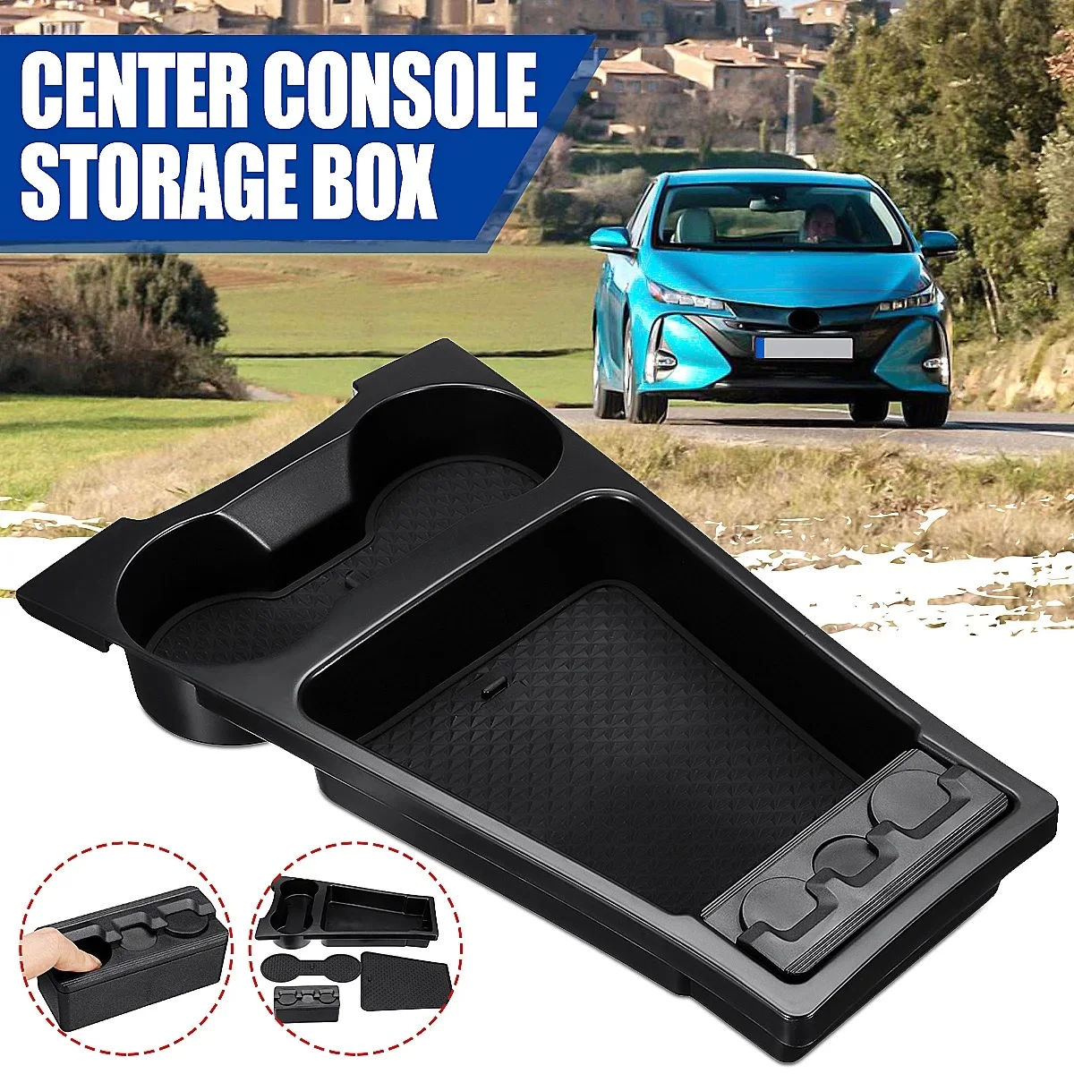 

Center Console Organizer Storage Box Cup Holder Tray Case For Toyota Prius 10~15