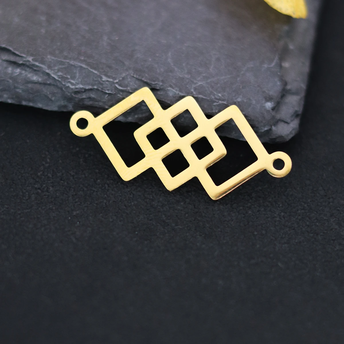 3pcs Geometric Pattern Triple Square Connector Stainless Steel Pendant Charms for Jewelry Making Necklace Earrings diy Supplies
