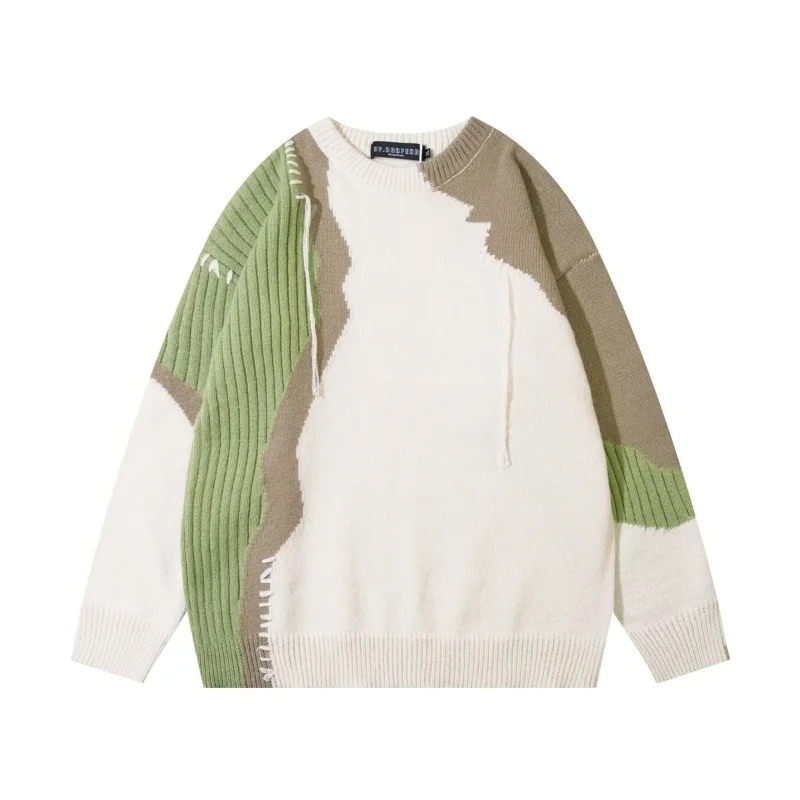 

Модный брендовый дизайн, контрастный цвет, ленивый стиль, свитер с круглым вырезом, куртка в стиле ретро