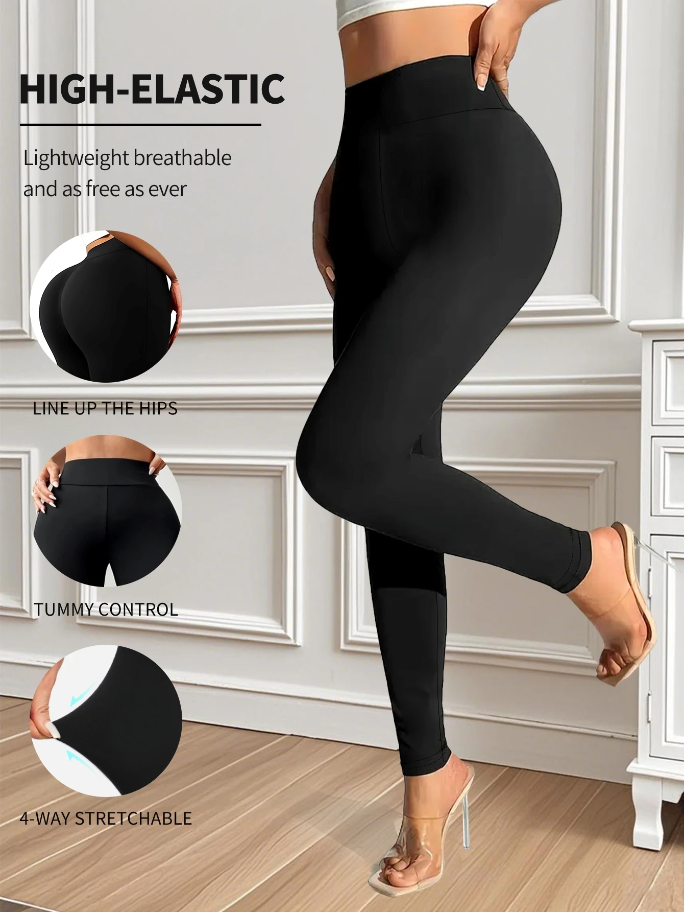 Women's High Waist Tight Pants - Elegant Solid Color Pants, Perfect Match for Spring, Summer, Autumn, Winter