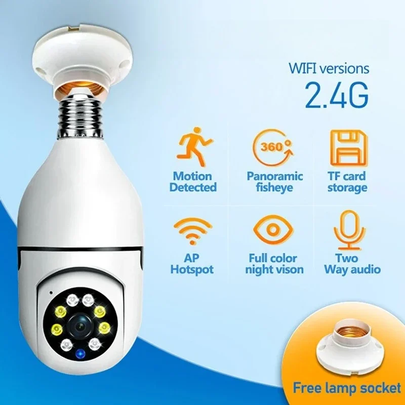 

1080P HD Bulb Surveillance Camera Anti-theft Outdoor Indoor Security Monitor Wireless WiFi Camera Night Vision Audio IP Came