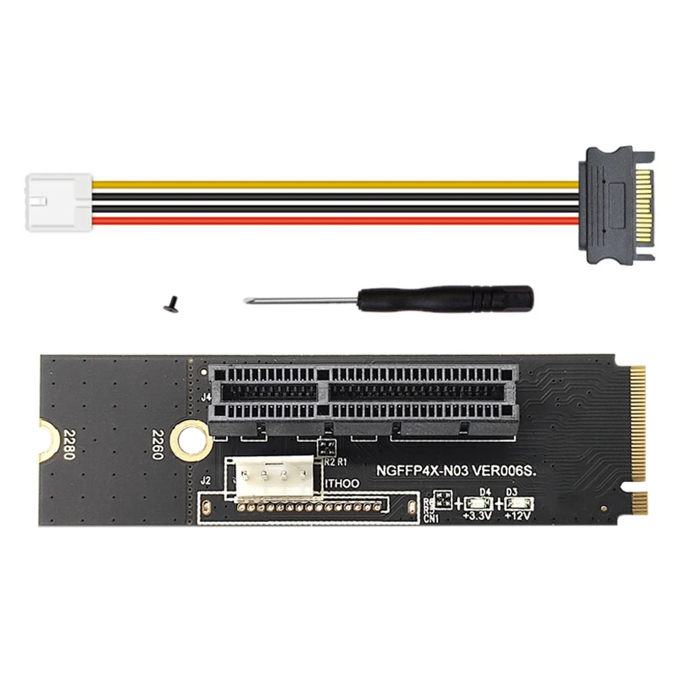 NGFF M.2 ke PCI-E 4X X1 kartu Riser M2 NVME ke PCIe X4 dengan indikator tegangan LED untuk GPU BTC Mining