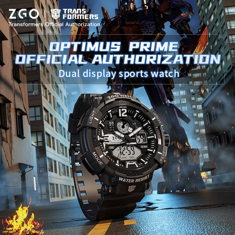 ZGO Transformers Men's Watch, Stylish and Versatile Multifunctional Dual-Display Sports Digital Waterproof Watch, Gift 8926
