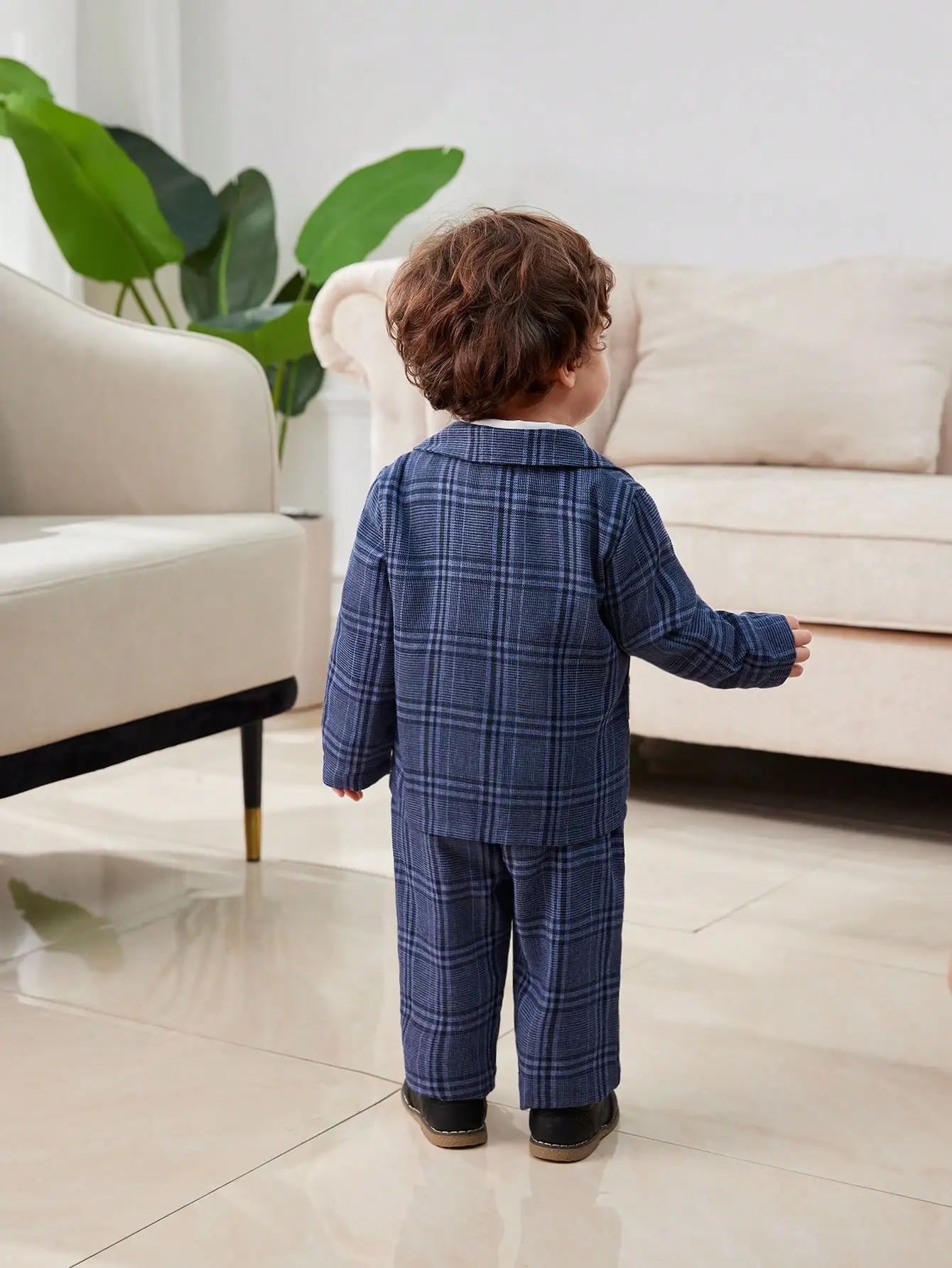 3Pcs Baby Boy Suit Set Lapel White Shirt + Checkered Pants + Coat for 3-12 Months for Spring Autumn Party Costumes Baby Boy Set