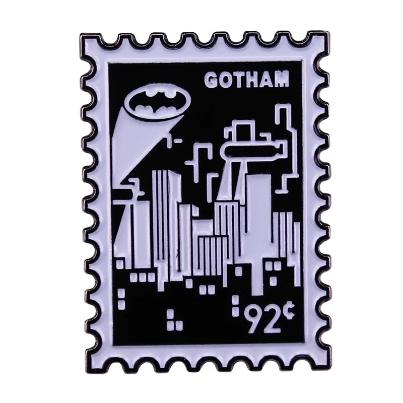 Gotham City Stempel Anstecknadeln Rucksack Jeans Emaille Brosche Pin Frauen Modeschmuck Geschenke Cartoon Abzeichen