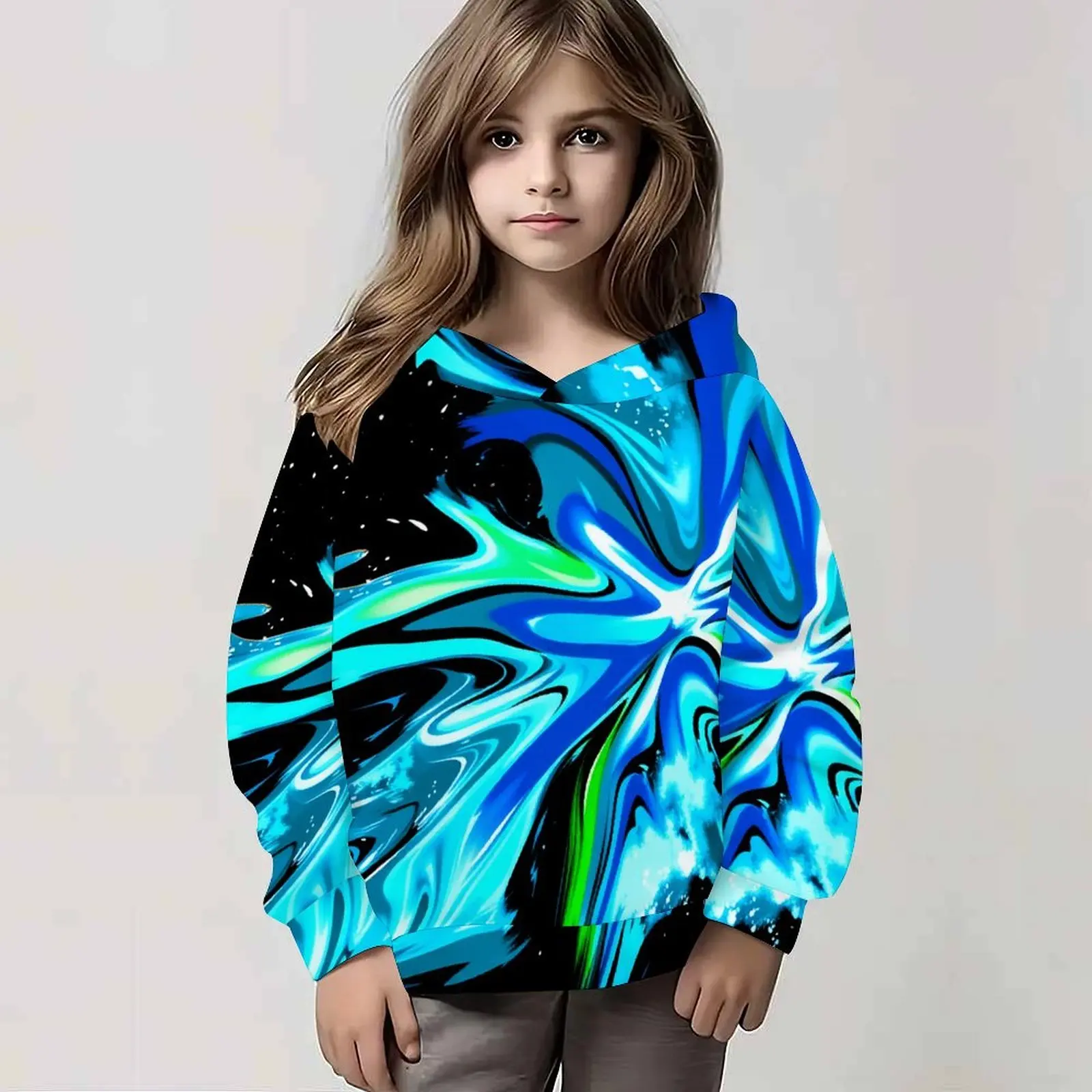 Adorable Girls Hooded Sweatshirt Casual Everyday Wear Autumn Winter Fashion Trend Kids Long Sleeve Hoodie