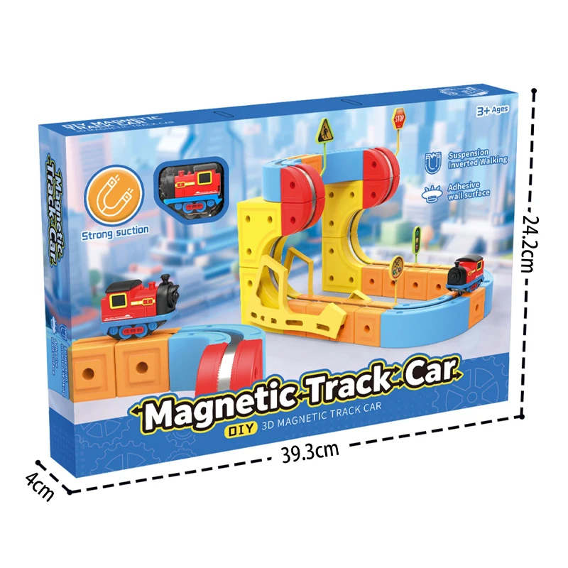 66PCS Magnetische Track Auto Speelgoed DIY Bouwstenen Set Anti-Zwaartekracht Rijden Elektrische Trein Set Voor Kinderen Kerst verjaardagscadeau