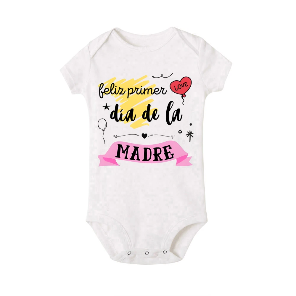 Happy Mother's Day Printed Baby Jumpsuit Mothers Day Infant Outfit Newborn Short Sleeve Romper Toddler Clothes Baby Shower Gifts