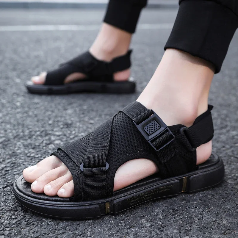 2025, The New Men's Sandals, Casual Sneaker Beach Shoes Portable Car Slippers with PVC Unique Grid Lining