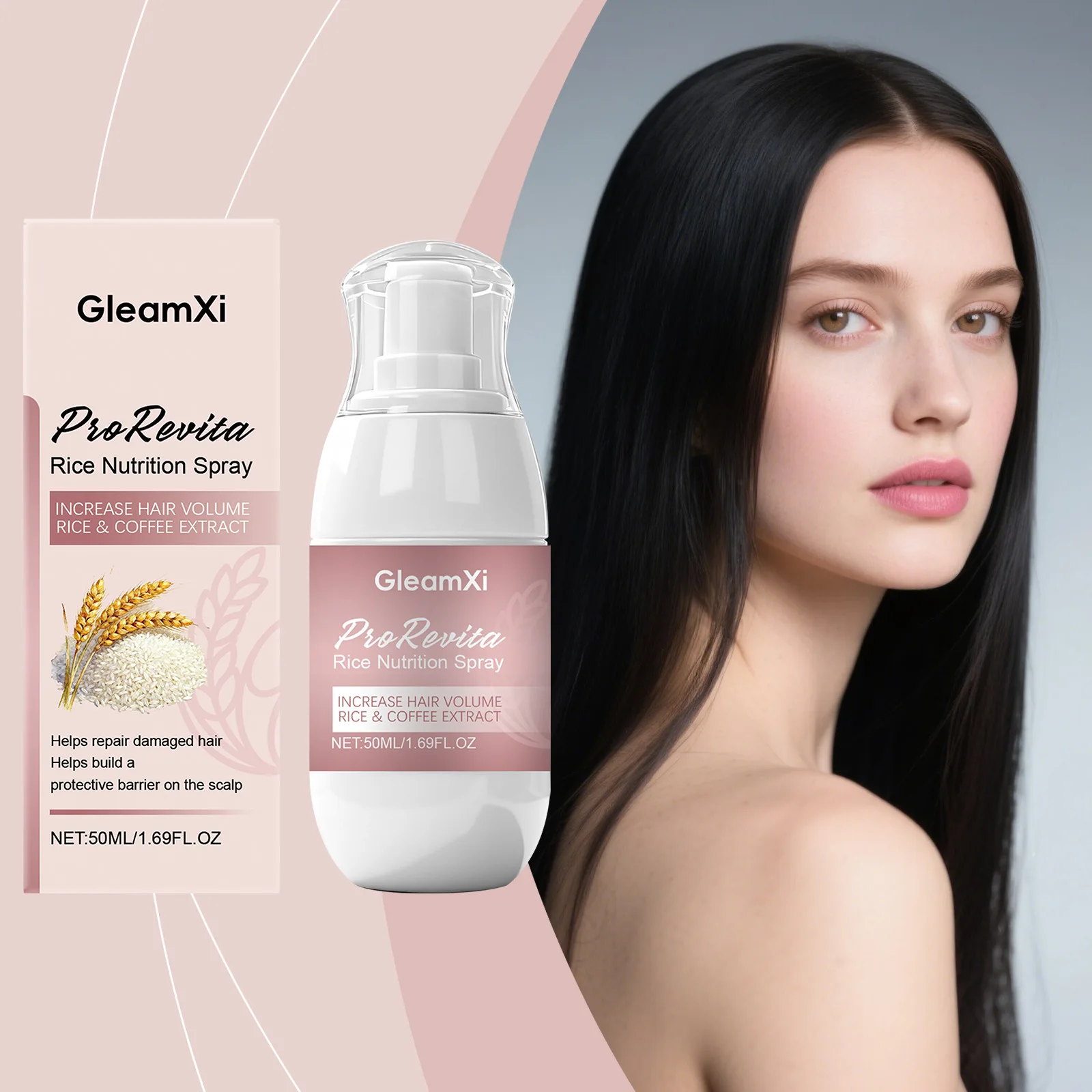 

Rice hair spray Increase hair volume repair damaged hair barrier nourishing scalp Reduce dryness and itching smoothing hair care