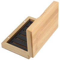 Bamboo Fly Box 143x94x38mm Wood Color Small Portable Tackle Fishing Lure Bait Storage Case Organizer